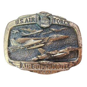US Airforce USAF Air Superiority Vintage Belt Buckle Aircraft Vtg 1983